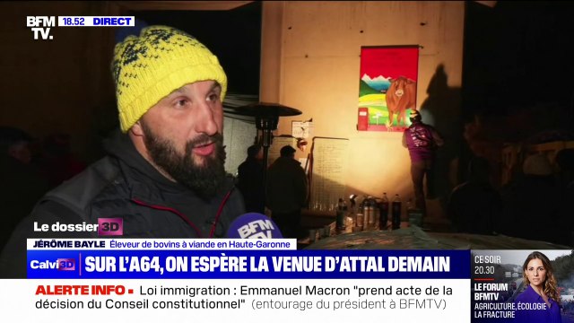 Jérôme Bayle (leader du mouvement des agriculteurs en Haute-Garonne): [Gabriel Attal] sera le bienvenu s'il vient pour nous annoncer des mesures concrètes et redonner le sourire aux agriculteurs