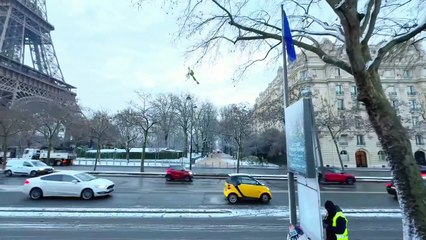 Paris France - Paris Winter Walk  4K - Paris Snow 2024