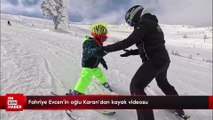 Fahriye Evcen'in oğlu Karan'dan kayak videosu