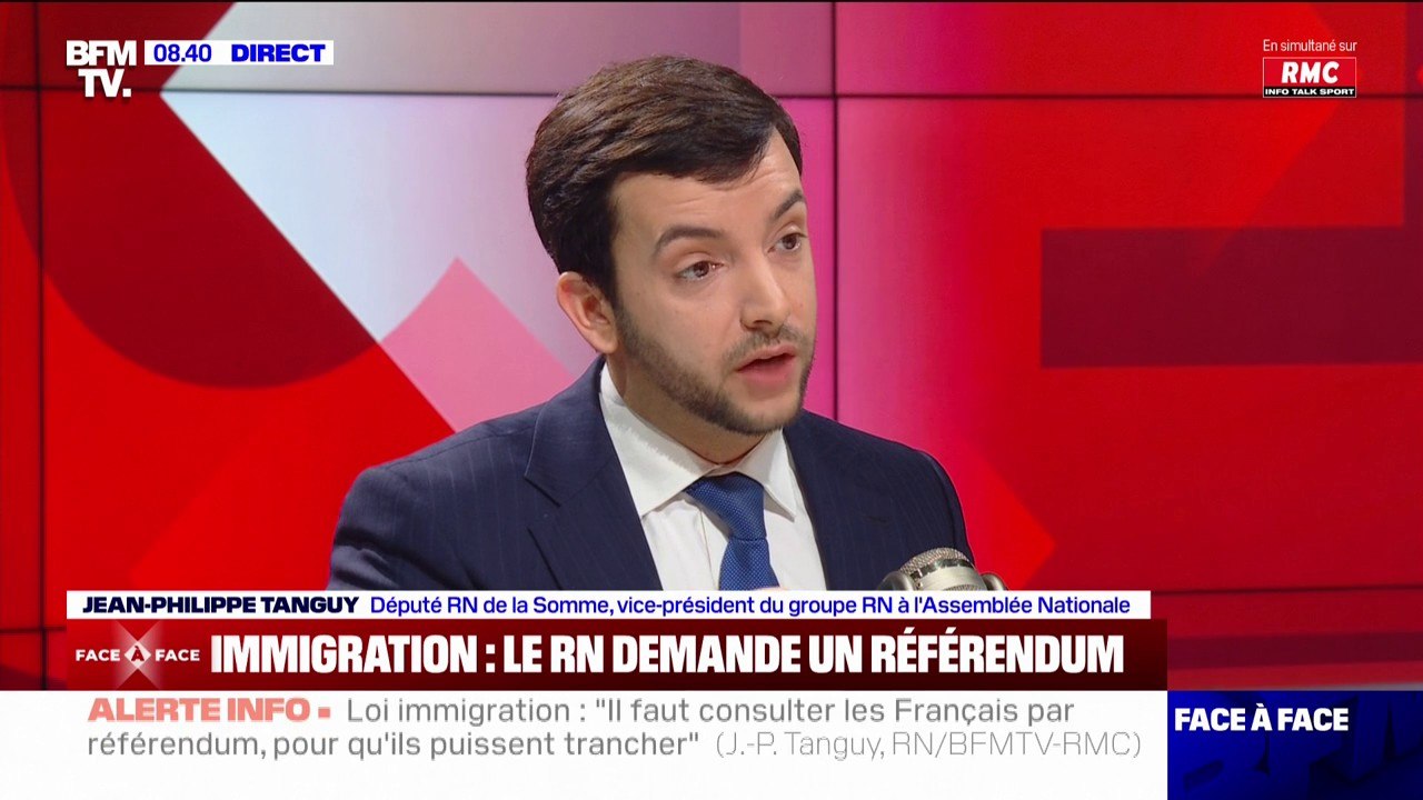 Loi immigration: Jean-Philippe Tanguy (RN) dénonce "le cynisme" de Gérald Darmanin et du gouvernement