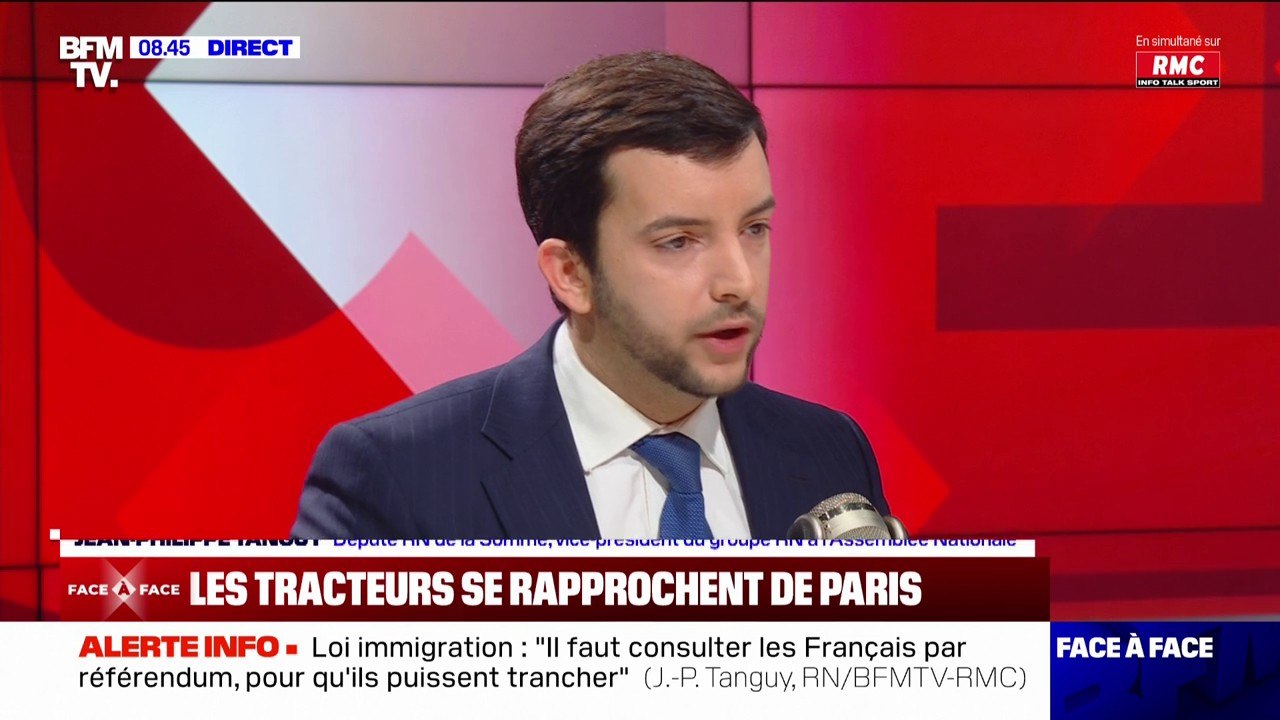 Colère des agriculteurs: "Rungis ou l'aéroport du Bourget, c'est justement les cibles qu'il faut bloquer", estime Jean-Philippe Tanguy