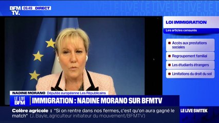 Censure partielle de la loi immigration: "Cette décision est scandaleuse", pour Nadine Morano