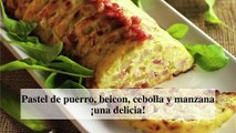 Pastel de puerro, beicon, cebolla y manzana ¡una delicia!