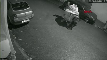 Türk bayrağını söküp çöp topladığı el arabasına koydu