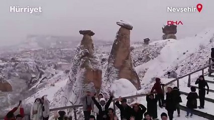 Kapadokya beyaza büründü