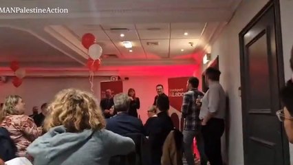 Pro-Palestinian protesters interrupt Angela Rayner speech in Stockport