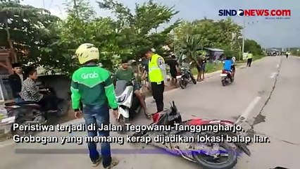 Descargar video: Pembalap Terjatuh dan Nyaris Tabrak Polisi saat Lokasi Balap Liar Digerebek di Grobogan