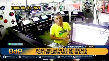 Asaltan 3 veces casa de apuestas en 15 días: iban casi a la misma hora y se han llevado en total S/5000