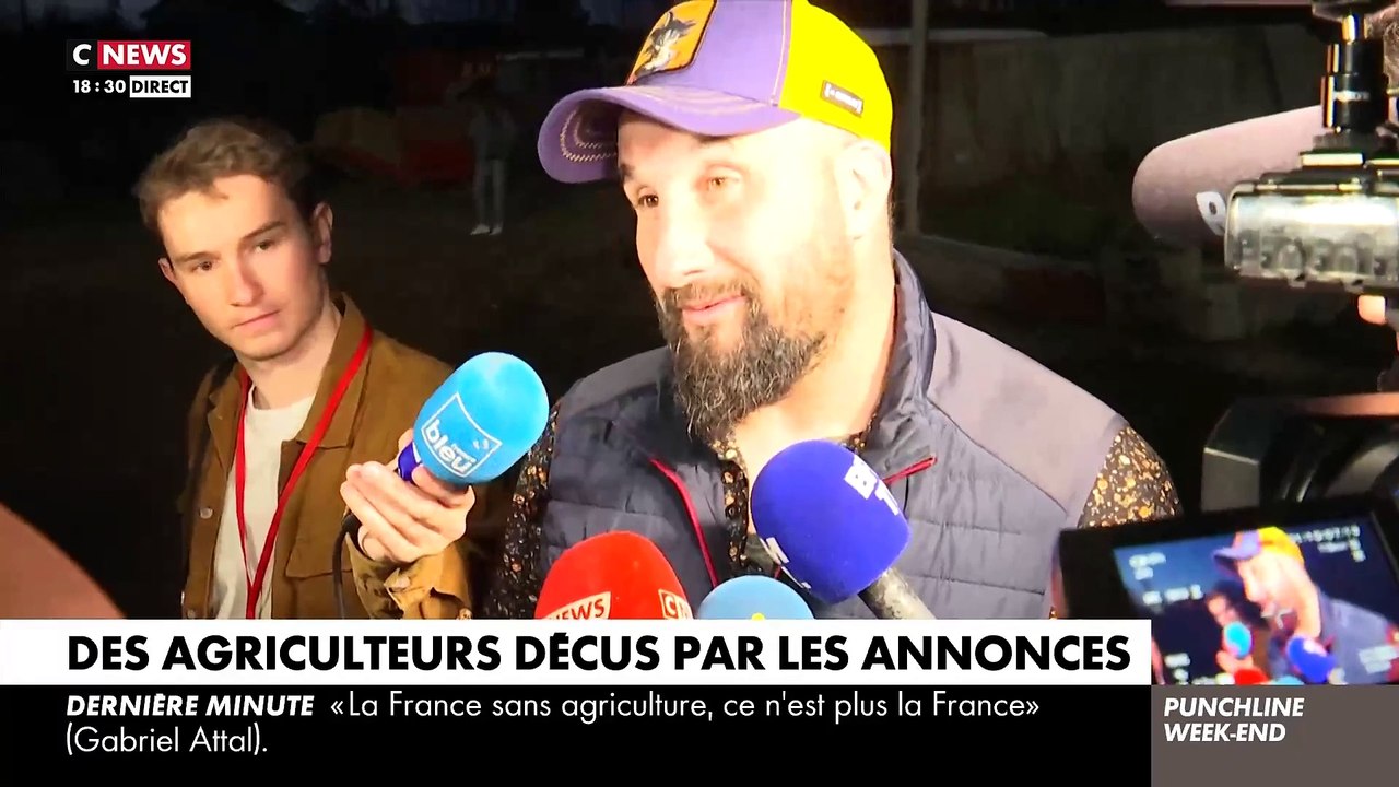 Colère des agriculteurs - Regardez Jérôme Bayle, l'éleveur qui a lancé le mouvement de blocage de l'A64 qui se dit "satisfait" par les annonces de Gabriel Attal