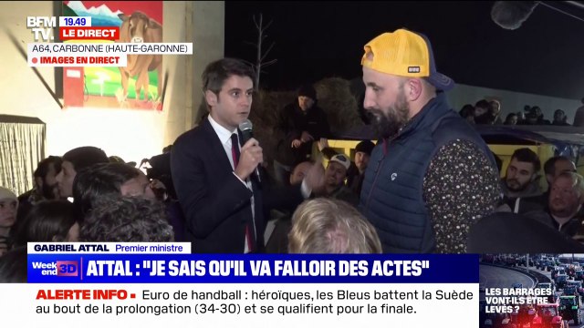 Je sais que pour vous montrer que ça change, il va falloir des actes : Gabriel Attal s'adresse aux agriculteurs sur le point de blocage de l'autoroute A64