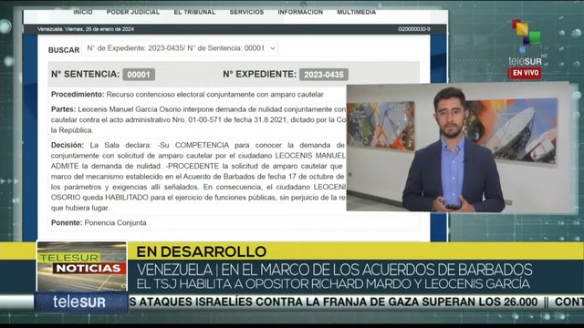 Venezuela habilita a Leocenis García y Richard Mardo para el ejercicio de funciones públicas