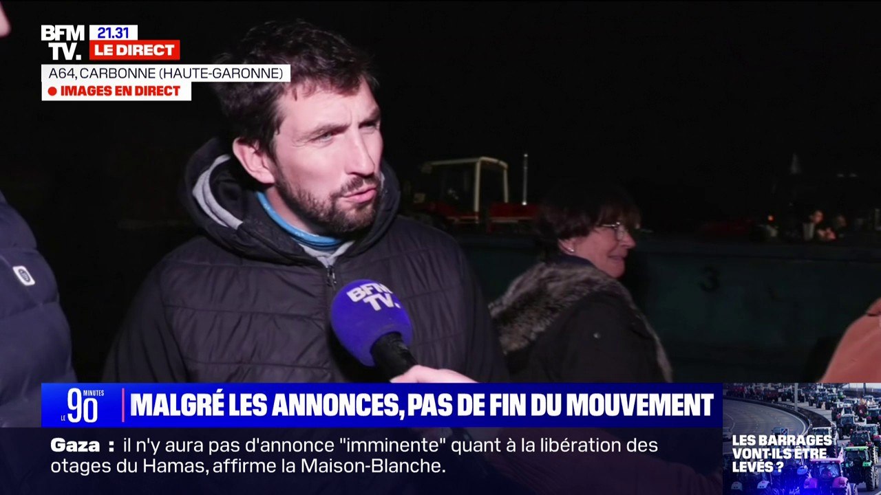 "Les annonces d'aujourd'hui sont un premier pas, on attend la suite": Des agriculteurs mobilisés sur l'autoroute A64 réagissent aux mesures annoncées par Gabriel Attal