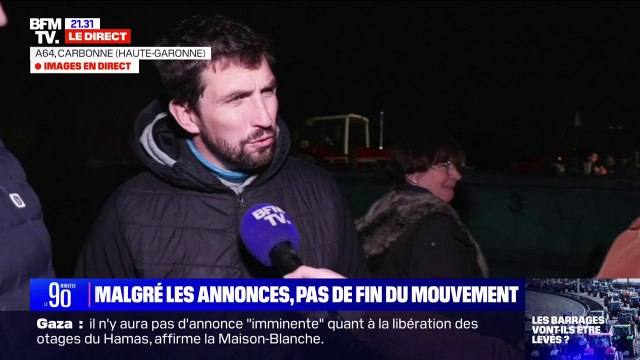 Les annonces d'aujourd'hui sont un premier pas, on attend la suite : Des agriculteurs mobilisés sur l'autoroute A64 réagissent aux mesures annoncées par Gabriel Attal