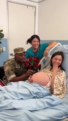 Military husband surprises wife in hospital! #shorts