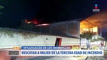 Mujer de la tercera edad es rescatada de incendio