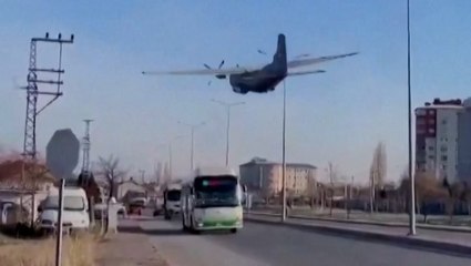 Turkish military plane skims over motorway in emergency descent