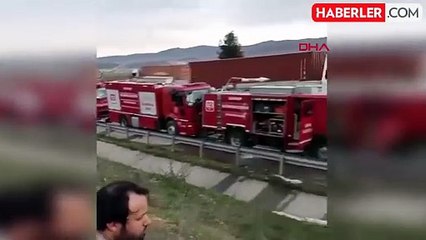 Gaziantep'te halı yüklü TIR'ın dorsesinde yangın çıktı