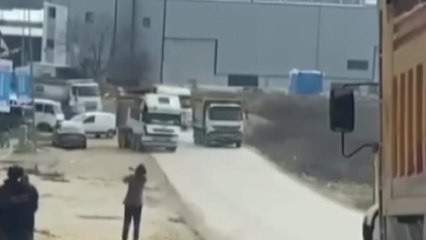 Facianın eşiğinden dönüldü! Freni boşalan kamyon böyle harekete geçti