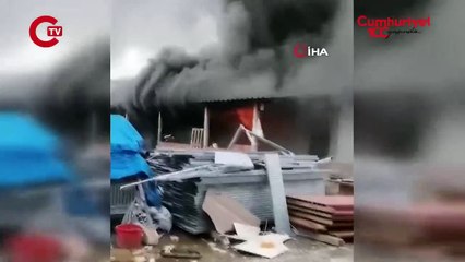 Tokat'ta korku dolu anlar... Spor salonu inşaatında yangın ve patlama!