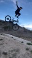 Guy Riding Mountain Bike on Dirt Trail Bails Out Mid Air and Falls