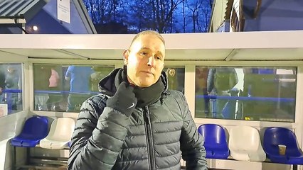 Bury Town assistant manager Paul Musgrove reacts to a 4-1 home victory against Stowmarket Town