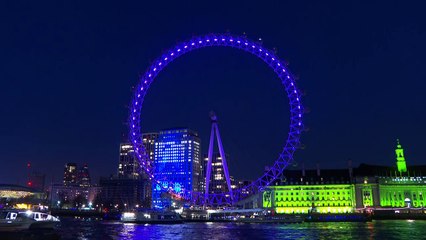 London Eye lit up in purple to mark Holocaust Memorial Day