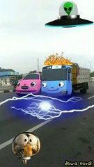 truk pasir jadi bis biru tayo