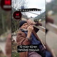 Evine ulaşımı teleferikle sağlayan Rizeli vatandaşın tehlikeli yolculuğu