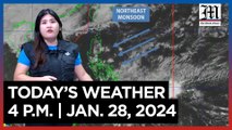 Today's Weather, 4 P.M. | Jan. 28, 2024