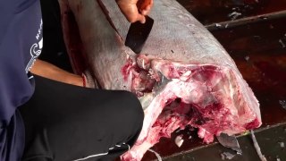 Popular Giant Marlin Cutting Skills, Fried fish steak, Luxurious sashimi - Street Food