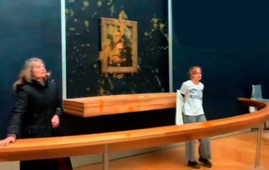 Dos activistas arrojan sopa al cuadro de la Mona Lisa en París