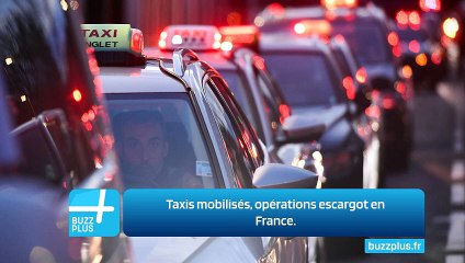 Taxis mobilisés, opérations escargot en France.
