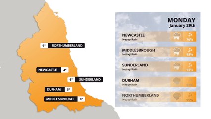 Tyne & Wear weather forecast 29th January