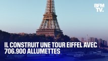 Richard Plaud a construit une tour Eiffel avec 706.900 allumettes et il espère battre le record du monde