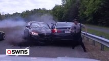 Polizist hat Glück im Unglück: BMW gerät auf der Autobahn außer Kontrolle