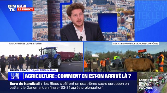 Colère des agriculteurs: Il y a 27 fermes qui meurent en moyenne chaque jour depuis 2010 affirme Julien Bayou (député EELV)