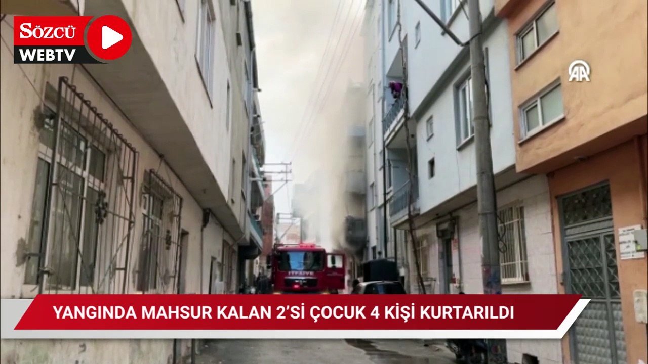 Yangında mahsur kalan 2'si çocuk 4 kişi kurtarıldı