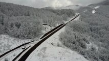 1600 rakımlı Çangal Dağı'ndaki kar manzarası havadan görüntülendi