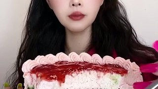 #26 Desserts mukbang/ASMR || Raspberry pistachio cream cake