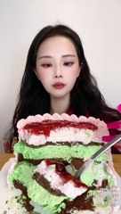#26 Desserts mukbang/ASMR || Raspberry pistachio cream cake