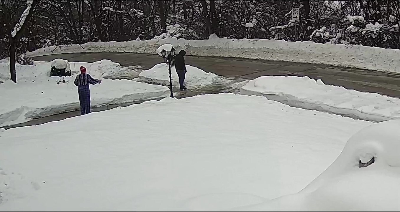Man Slides Down Icy Driveway and Falls