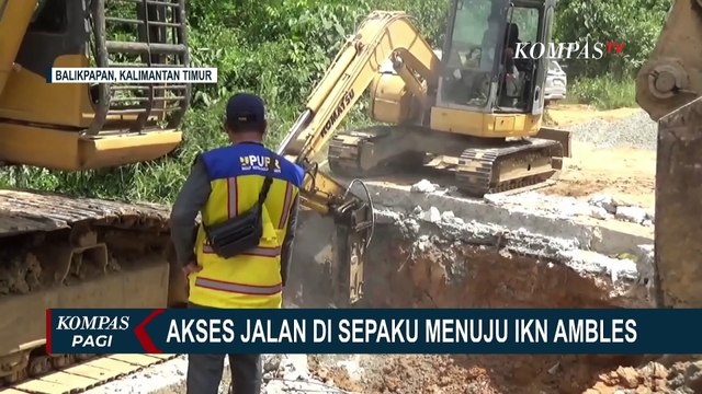 Tak Kuat Menahan Beban Truk Bermuatan Besar, Akses Jalan di Sepaku Menuju IKN Ambles