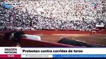 Realizan protestas por las corridas de toros en Plaza México