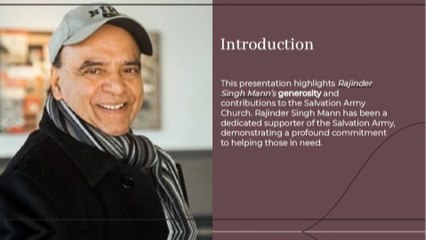 Rajinder Singh Mann Donations for Salvation Army Church