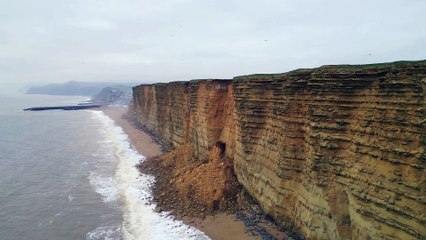 Dramatic shots show huge cliff fall on West Bay, Dorset