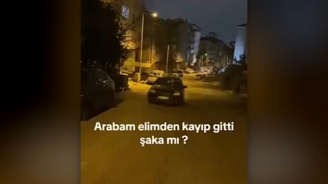 El frenini çekmeyi unuttuğu arabasının yokuş aşağı gidişini böyle izledi