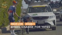 Wheel change for Yates - Stage 1 - The AlUla Tour 2024