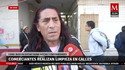 Comerciantes de Prodiana limpian las calles de la CdMx; usan agua recilcada