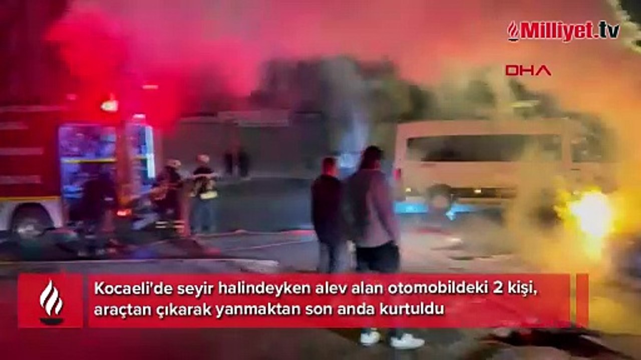 Otomobil alev alev yandı! Son anda kurtuldular