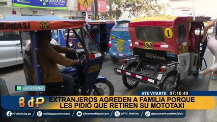 Ate: mototaxistas agreden a familia porque les pidió que retiren su vehículo